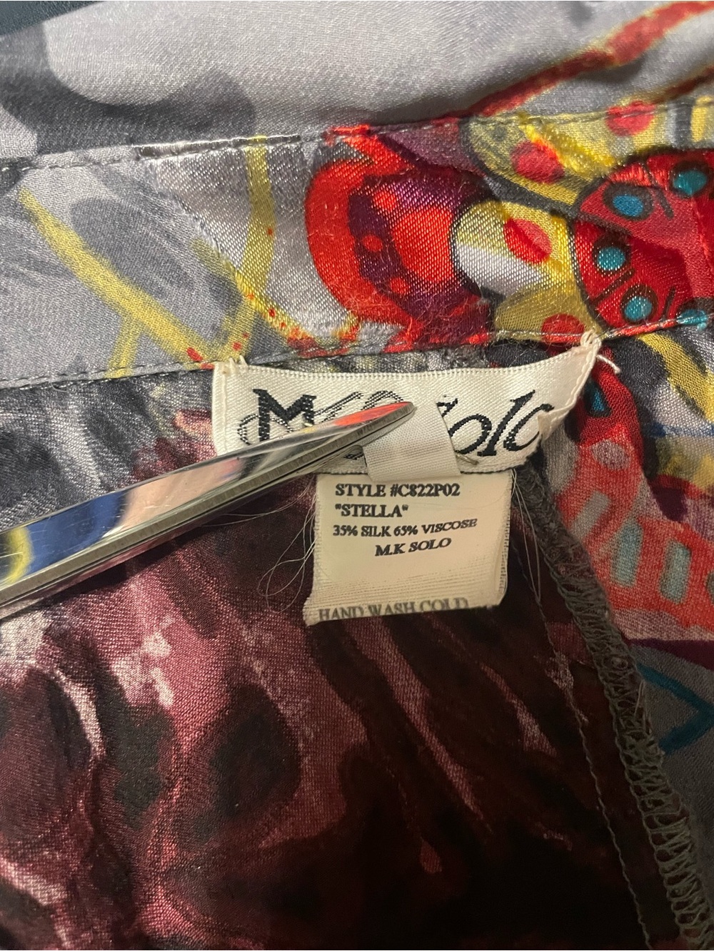 MK Solo Stella Silk Blend Sheer Ruffle Boho Blouse Size L Y2K Romantic Top - Picture 10 of 10